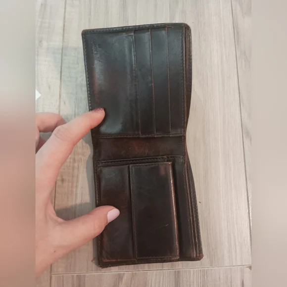 Authentic Gucci Wallet Color Brown Men's Bi-fold Geniune Leather - Picture 6 of 13